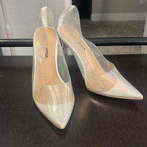 Size 8 translucent holographic Fashion Nova Heels